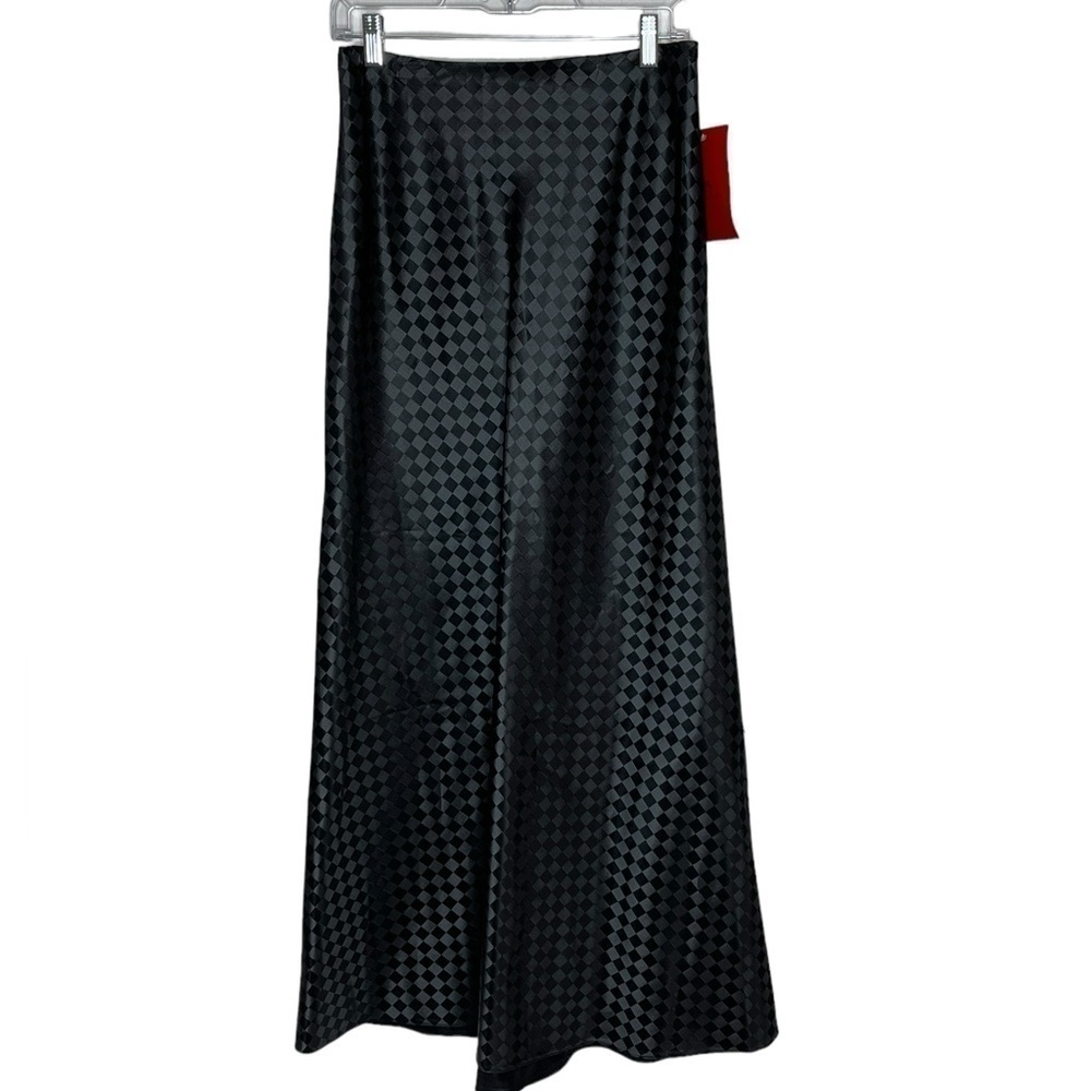 Vintage dead stock JS Collections Rare Satin Black Diamond Full-Length Skirt 6